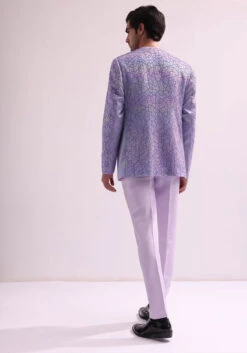 Lavender Shimmer Lapel Tuxedo With Pleated Shirt And Pants -Lillys Clothing Shop TKUK