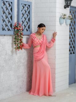 Avril Candy Pink Drape Saree -Lillys Clothing Shop TT 378.2
