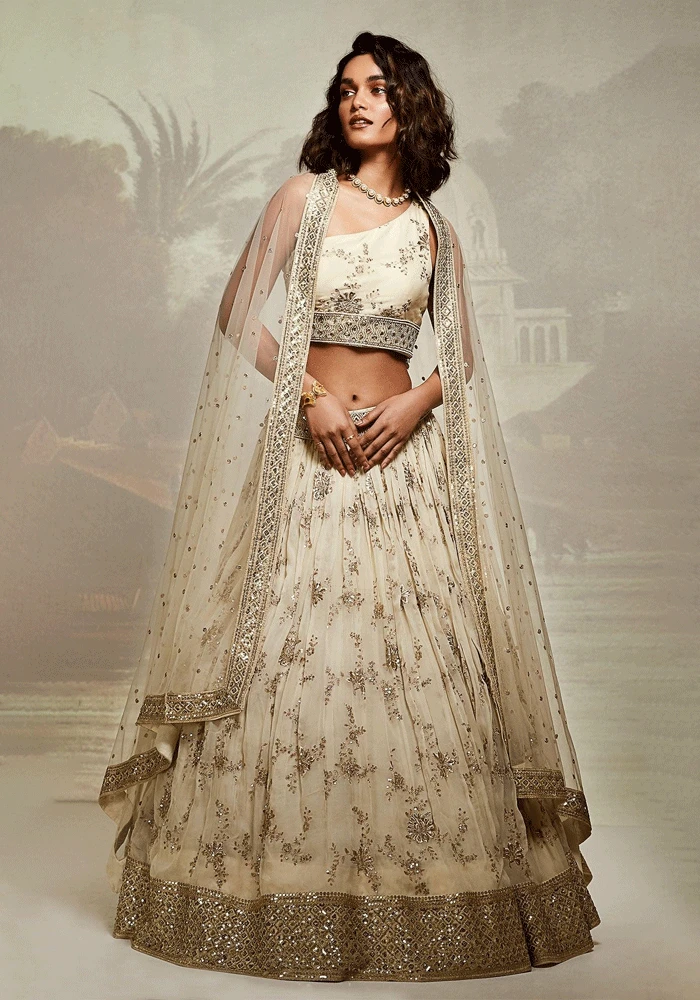 Ivory Embroidered Lehenga Set 1 Ivory Embroidered Lehenga Set