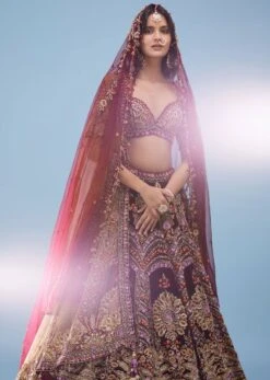 Wine Purple Bridal Lehenga With Heavy Embroidery -Lillys Clothing Shop Untitled 14658