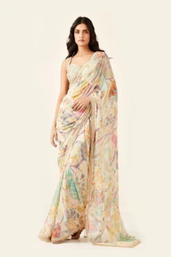 Multicoloured Printed Saree