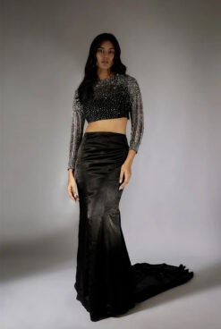 Black Embroidered Skirt Set