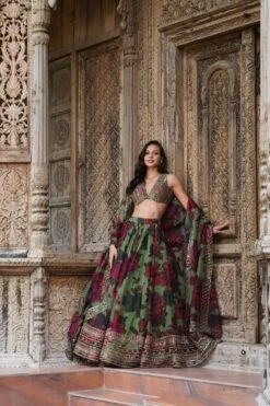 Mehendi Green Floral Lehenga Set -Lillys Clothing Shop UntitledSession3435