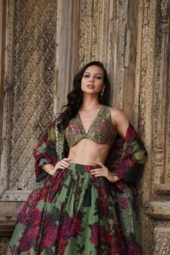 Mehendi Green Floral Lehenga Set -Lillys Clothing Shop UntitledSession3458
