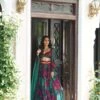 Teal Green Chiffon Floral Lehenga Set
