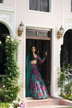 Teal Green Chiffon Floral Lehenga Set -Lillys Clothing Shop UntitledSession9382