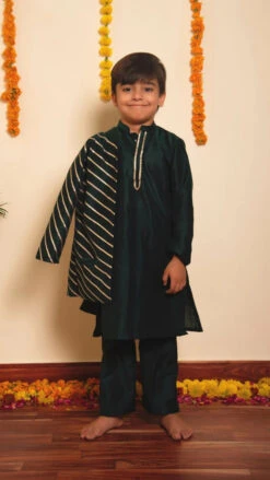 Bachpan Mimosa Green Kurta Set
