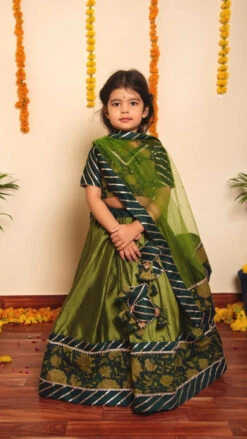 Bachpan Idika Green Lehenga Set For Girls