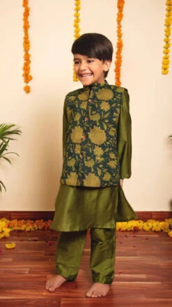Bachpan Idika Green Kurta Set
