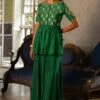 Emerald Green Chiniya Silk Peplum Set