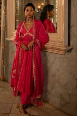 Pink Cotton Silk Anarkali Set