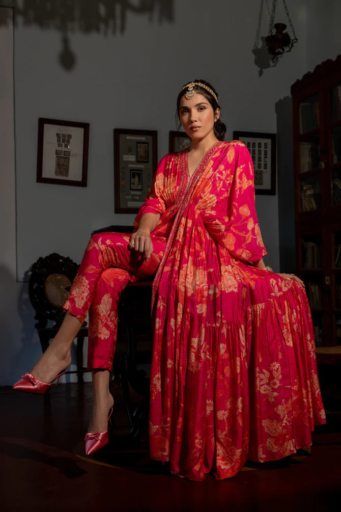 Floral Jaal Print Kaftan Set 4 Floral Jaal Print Kaftan Set - Image 4