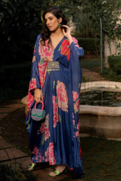 Blue Toned Embroidery Kaftan