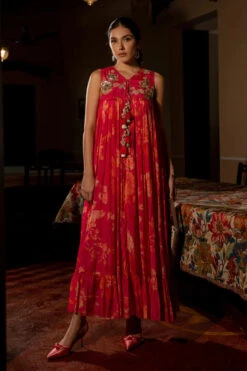 Floral Jaal Print Maxi Dress