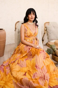 Sunlit Lily Printed Dress -Lillys Clothing Shop WBLM 01 3