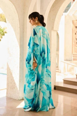 Breezy Blue Petal Printed Kaftan -Lillys Clothing Shop WBLM 04 DR 1058