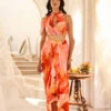 Sunset Petal Printed Crop Top Dhoti Skirt Set -Lillys Clothing Shop WBLM 12 DR 0304