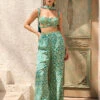 Teal Asymmetric Printed Crop Top Pant Set -Lillys Clothing Shop WBLM 18 DR 0939