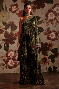 One Shoulder Kaftan Top With Flared Pants