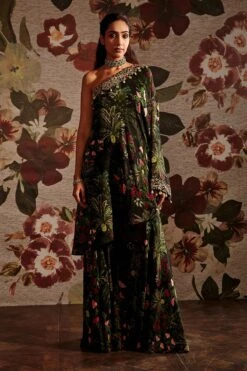 One Shoulder Kaftan Top With Flared Pants