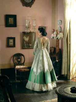 Kritika Khurana In Pearl Gold Silk Zari Tissue Jacket With Skirt Set -Lillys Clothing Shop WhatsApp Image 2024 08 28 at 5.56.36 PM