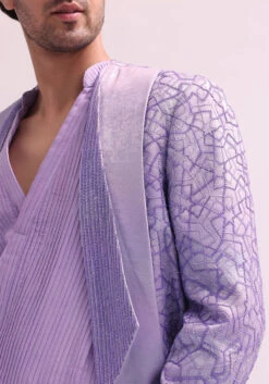 Lavender Shimmer Lapel Tuxedo With Pleated Shirt And Pants -Lillys Clothing Shop ZJKYTJZ