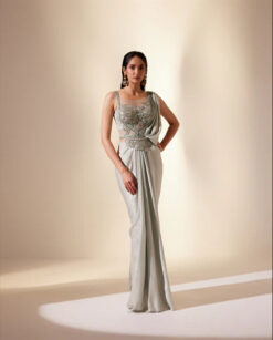 Aurora Mint Floral Saree -Lillys Clothing Shop a