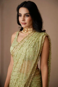 Mint Jaal Saree Set -Lillys Clothing Shop ansc23001 3