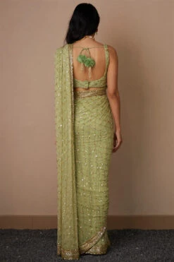 Mint Jaal Saree Set -Lillys Clothing Shop ansc23001 5