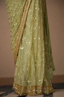 Mint Cluster Saree Set -Lillys Clothing Shop ansc23007 4