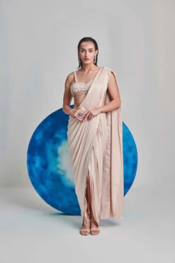 Ivory Metallic Foil Hand Pleated Saree -Lillys Clothing Shop ashnashoot23799 550x adf25222 e0d4 4fe9 aff8 90f8a4a48dc5