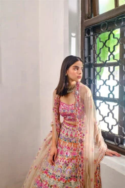 Ivory Floral Multicolor Lehenga -Lillys Clothing Shop azm ivory floral lehenga 2 d3180017 692a 4f4b 8c61 e58fcd3e2262