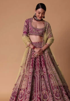 Red Raw Silk Lehenga Set With Cutout Back Velvet Blouse -Lillys Clothing Shop bdbb