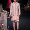 Beige Double Layered Raw Silk Sherwani And Kurta Set