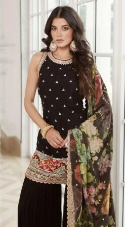 Black Georgette Gharara Set -Lillys Clothing Shop black georgette gharara set basanti kapde aur koffee 2 1100x 05903b57 7516 4963 8f68 0cfbeedbafc9