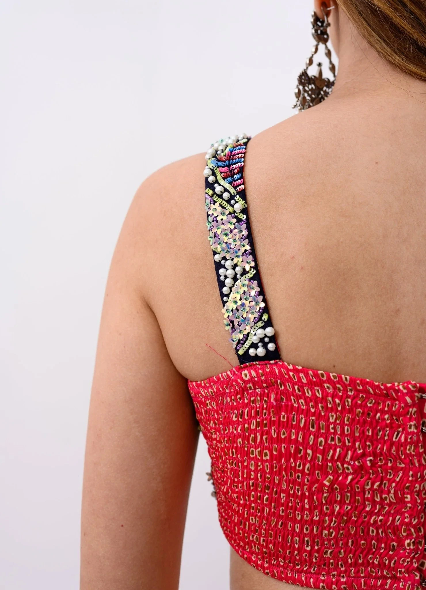 Coral Dhoti Bralette And Frenzy Cape Set 4 Coral Dhoti Bralette And Frenzy Cape Set - Image 4