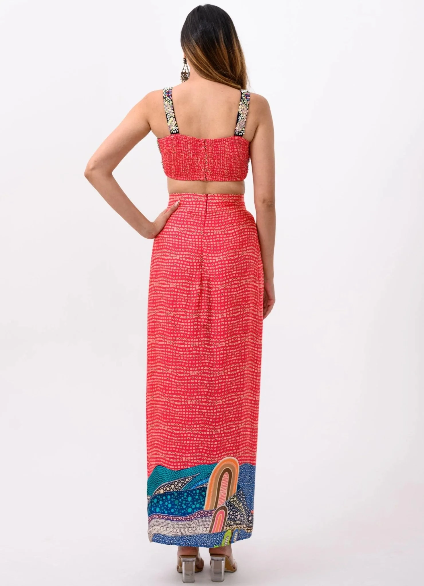 Coral Dhoti Bralette And Frenzy Cape Set 5 Coral Dhoti Bralette And Frenzy Cape Set - Image 5