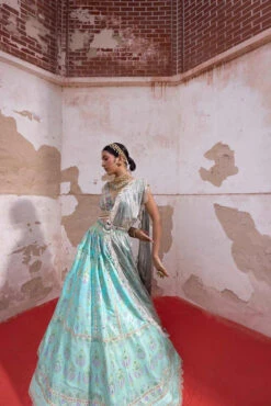 Firozi Chanderi Banarasi Lehenga -Lillys Clothing Shop custom resized 3f8dc766 a6d3 4c1