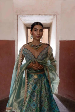 Green Woven Banarsi Jharoka Lehenga -Lillys Clothing Shop custom resized e62d7a3f ff26 41d