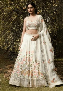 Ivory Floral Embroidered Lehenga Set