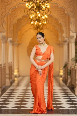 Rust Saree -Lillys Clothing Shop ek3002E