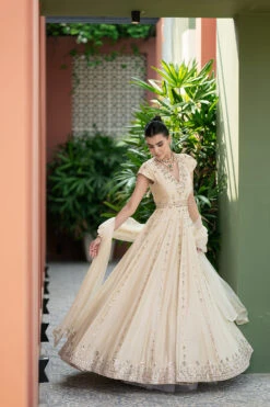 Off White Mirror Anarkali Set -Lillys Clothing Shop ek3007C