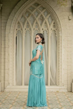 Blue Sharara Set -Lillys Clothing Shop ek3009B