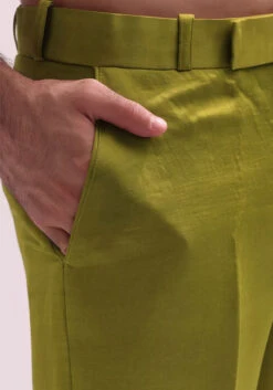 Green Linen Satin Lapel Tuxedo Jacket With Shirt And Pants -Lillys Clothing Shop eqfgqge