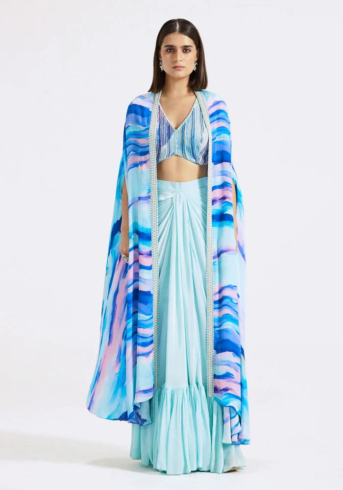 Aqua Blue Draped Skirt Set 1 Aqua Blue Draped Skirt Set