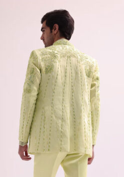 Lime Bandhgala Jacket And Pant Set With Floral Embroidery 13 Lime Bandhgala Jacket And Pant Set With Floral Embroidery -Lillys Clothing Shop eqgwqgh
