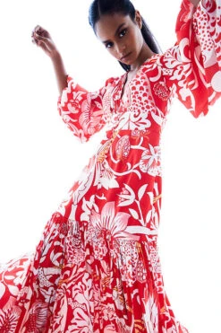 Printed Gathered Maxi Dress -Lillys Clothing Shop f43d79 0f1bbe8e862d4a87b196c52ffa499d13 mv2