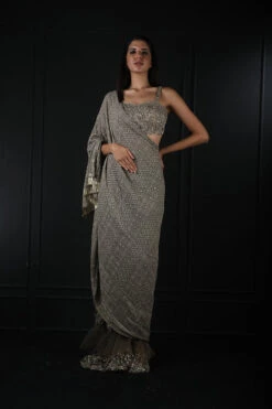 Chikankari Half And Half Saree