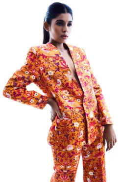 Printed Lapelless Suit