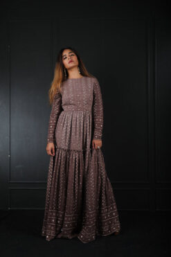 Chikankari Brown Gathered Suit